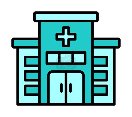 Téléchargez les illustrations : Bâtiment hospitalier simple élément icône de style plat - en licence libre de droit