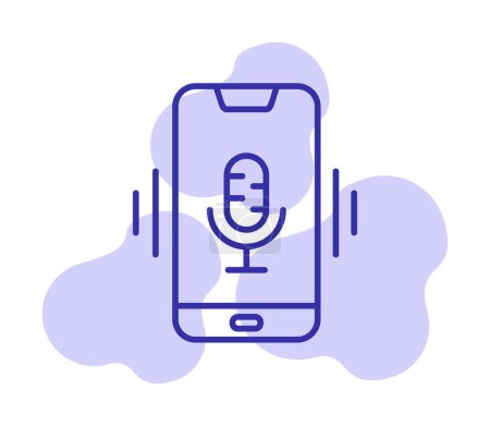 Ilustración de Mobile Voice Assistant ilustración vectorial sobre fondo blanco - Imagen libre de derechos