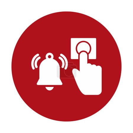 Téléchargez les illustrations : Main appuyant sur l'icône web bouton d'alarme d'urgence, illustration vectorielle - en licence libre de droit