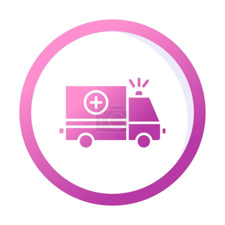 Téléchargez les illustrations : Icône vectorielle de voiture d'ambulance avec des couleurs simples. Vue de côté - en licence libre de droit