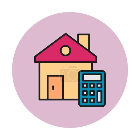 House Cost Calculator Icon, Colorful Vector Illustration