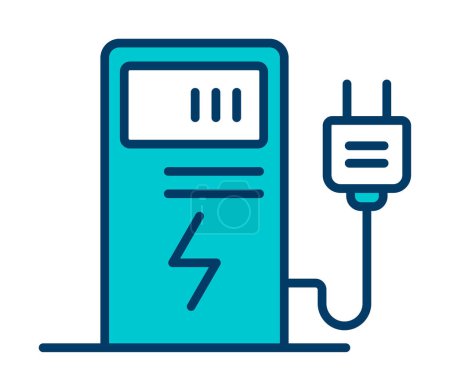 Téléchargez les illustrations : Illustration vectorielle d'icône de station de charge électrique - en licence libre de droit