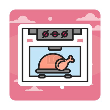 Téléchargez les illustrations : Illustration vectorielle du poulet au four - en licence libre de droit