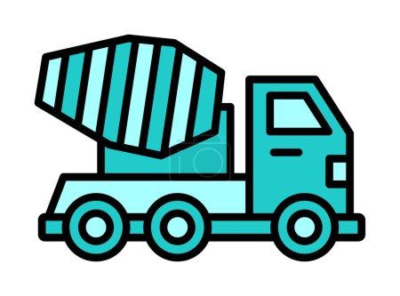 Ilustración de Icono de color de camión hormigonera. Vista lateral del transporte público urbano - Imagen libre de derechos