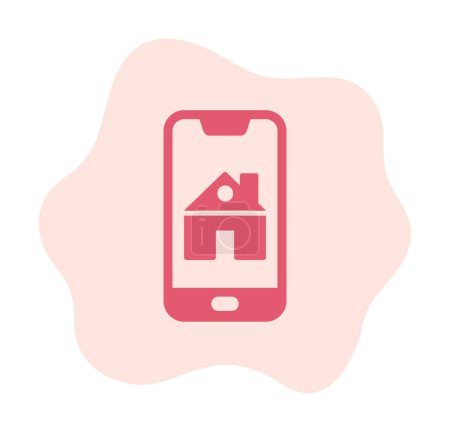 Téléchargez les illustrations : Contrôle de la maison à partir de l'icône du smartphone, illustration vectorielle - en licence libre de droit