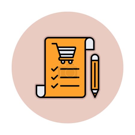 Illustration for Shopping List icon with shopping cart and pencil, vector illustration - Royalty Free Image