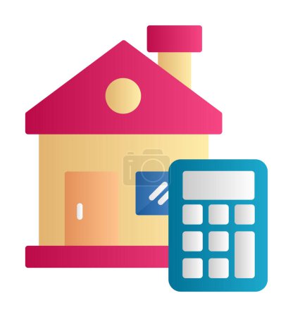 Icône de calculatrice de coût de maison, illustration vectorielle colorée
