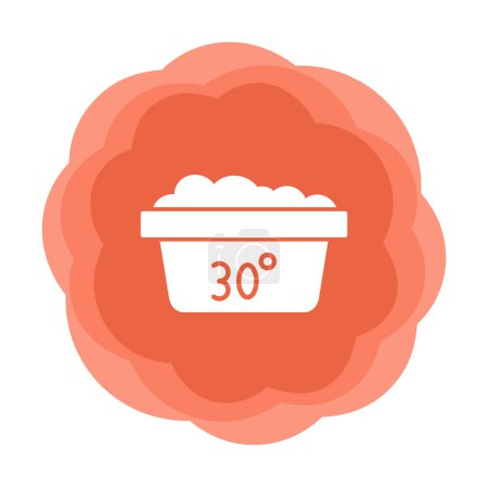 Illustration for Wash at 30 degree icon with text. Water temperature 30C vector sign. Wash temperature 30. Laundry icon isolated on white background. - Royalty Free Image