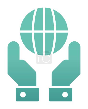 Illustration for Two hands holding globe vector icon isolated on white background - Royalty Free Image