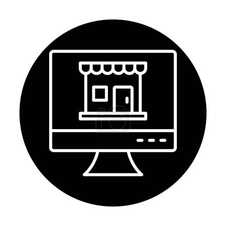 Téléchargez les illustrations : Écran d'ordinateur avec magasin, concept Online Shop, illustration vectorielle - en licence libre de droit