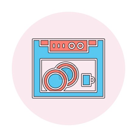 Téléchargez les illustrations : Lave-vaisselle icône plate. Illustration vectorielle - en licence libre de droit