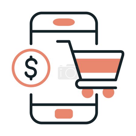 Illustration for Mobile Online Shopping icon. Vector illustration - Royalty Free Image