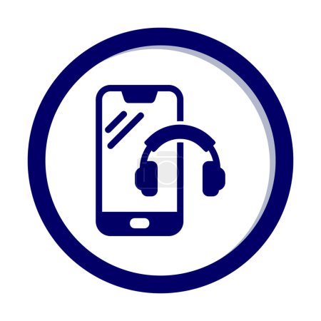 Téléchargez les illustrations : Smartphone avec icône casque illustration vectorielle - en licence libre de droit