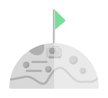 Illustration for Moon with flag flat icon on white background - Royalty Free Image