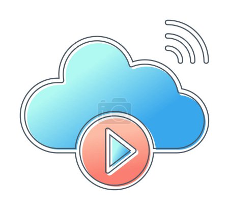 Illustration for Cloud Media Play Icon. Cloud Computing Icon. - Royalty Free Image