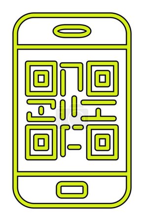 Illustration for Qr code on smartphone screen icon isolated on white background - Royalty Free Image