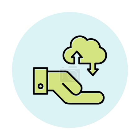 Illustration for Cloud Data Transfer color line icon - Royalty Free Image
