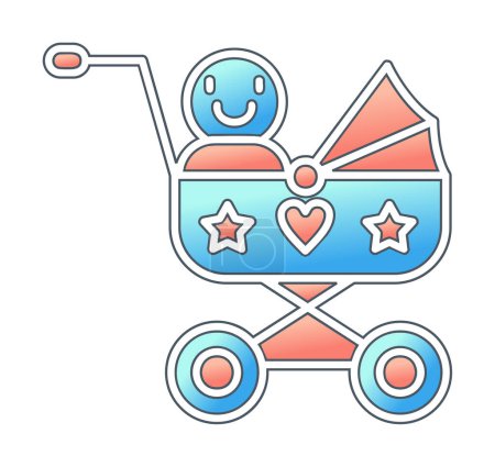 Ilustración de Icono de carro de bebé. Esquema bebé carro vector icono para el diseño web - Imagen libre de derechos