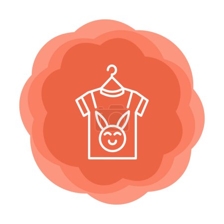 Téléchargez les illustrations : Icône de vêtements de bébé, illustration vectorielle. T-shirt avec illustration de lapin mignon - en licence libre de droit