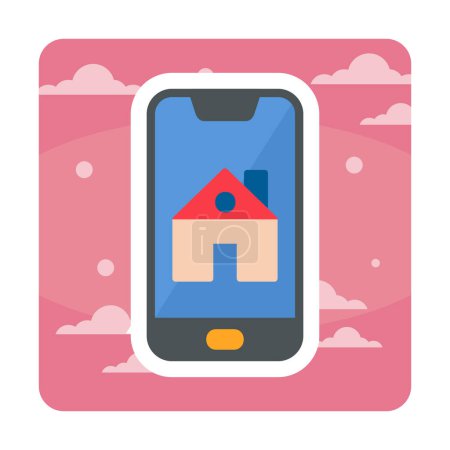 Téléchargez les illustrations : Contrôle de la maison à partir de l'icône du smartphone, illustration vectorielle - en licence libre de droit