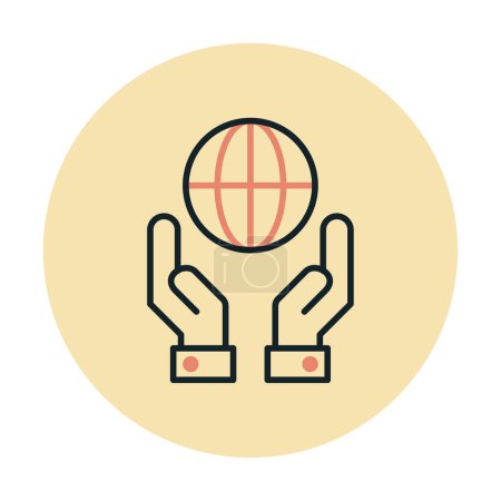 Ilustración de Dos manos sosteniendo icono de vector globo aislado sobre fondo blanco - Imagen libre de derechos