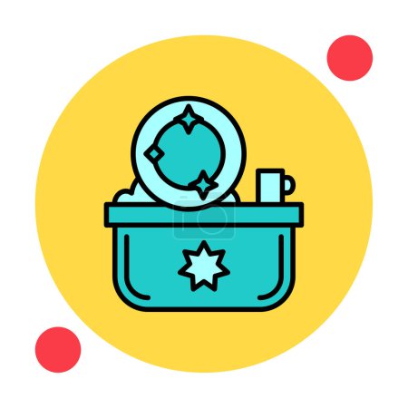 Téléchargez les illustrations : Lavage, icône de vaisselle propre, illustration vectorielle - en licence libre de droit