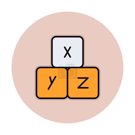 Alphabet Würfel Web-Symbol, Vektorillustration