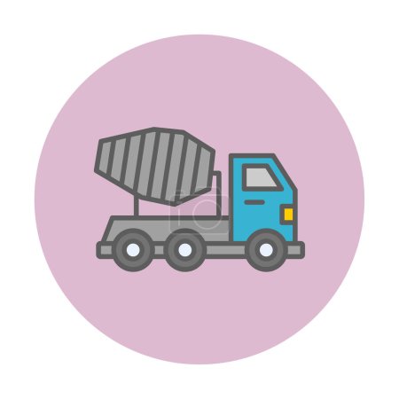 Illustration for Color icon of concrete mixer truck. Side view of Urban public transport - Royalty Free Image