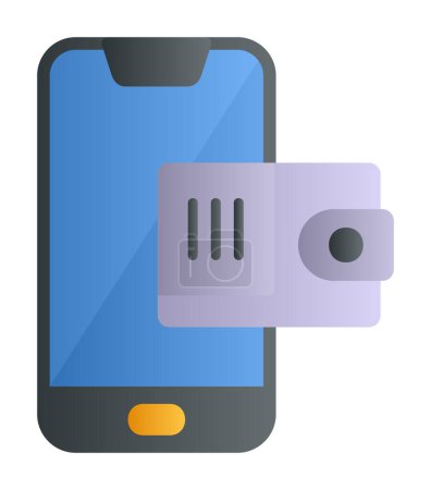 Téléchargez les illustrations : Appareil smartphone avec conception d'illustration vectorielle portefeuille - en licence libre de droit