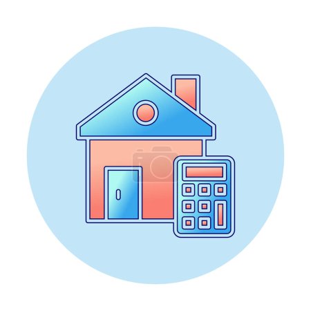 Icône de calculatrice de coût de maison, illustration vectorielle colorée