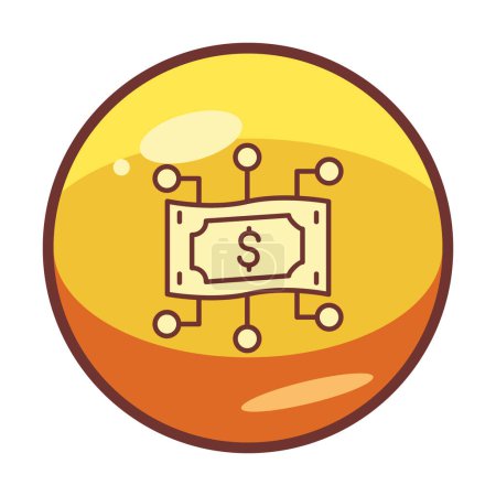 Téléchargez les illustrations : Icône argent numérique avec signe dollar, illustration vectorielle - en licence libre de droit