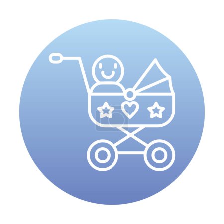 Illustration for Baby carriage icon. Outline baby carriage vector icon for web design - Royalty Free Image