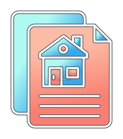Téléchargez les illustrations : Vector illustration of papers and house icon. Construction Contract - en licence libre de droit