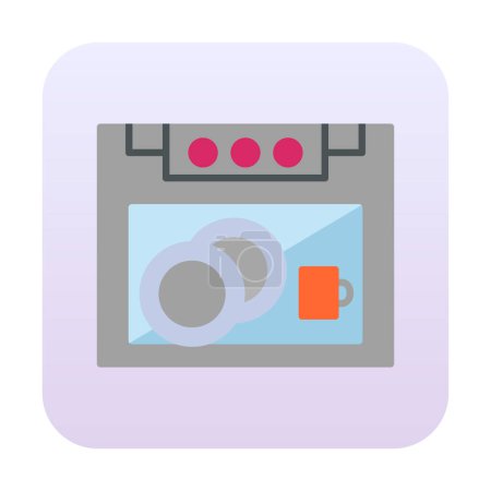 Ilustración de Icono plano del lavavajillas. Ilustración vectorial - Imagen libre de derechos