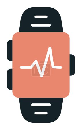 Ilustración de Reloj inteligente que muestra el icono de ritmo cardíaco. Concepto de aplicación Fitness. Vector - Imagen libre de derechos