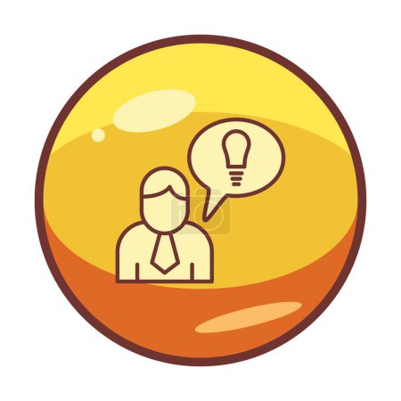 Ilustración de Hombre de negocios con idea, icono de la bombilla ilustración vectorial - Imagen libre de derechos