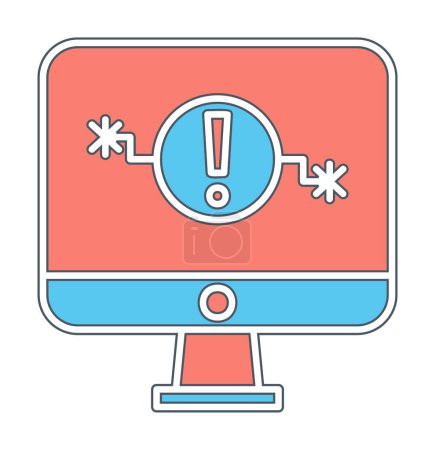 Ilustración de Computer monitor with problem icon. System error warning for webpage, banner, presentation, social media, documents - Imagen libre de derechos