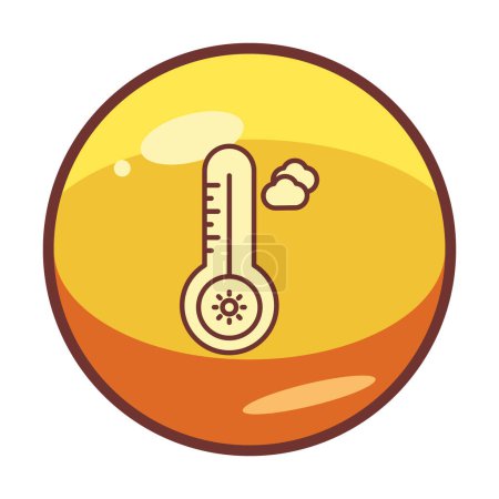 Téléchargez les illustrations : Thermomètre avec icône de température chaude - en licence libre de droit