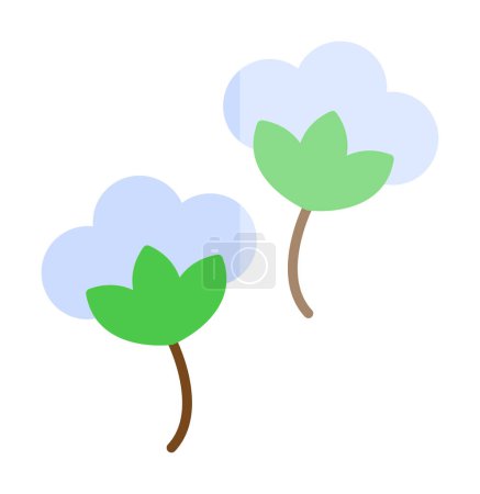 Téléchargez les illustrations : Toile illustration simple de fleurs de coton - en licence libre de droit