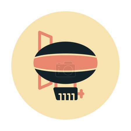 Téléchargez les illustrations : Dirigeable, icône vintage en zeppelin dans un style plat isolé sur fond blanc - en licence libre de droit