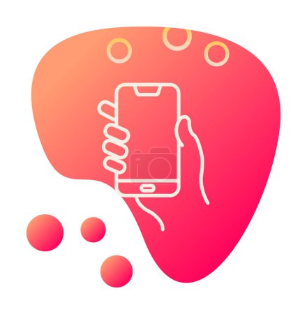 Ilustración de Mano sosteniendo el icono del teléfono móvil, vector de ilustración - Imagen libre de derechos