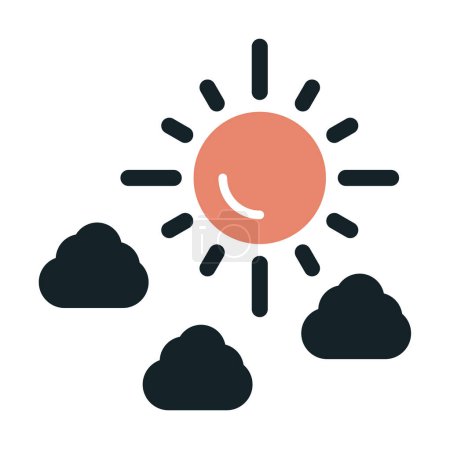 Téléchargez les illustrations : Soleil avec icône nuages illustration vectorielle - en licence libre de droit