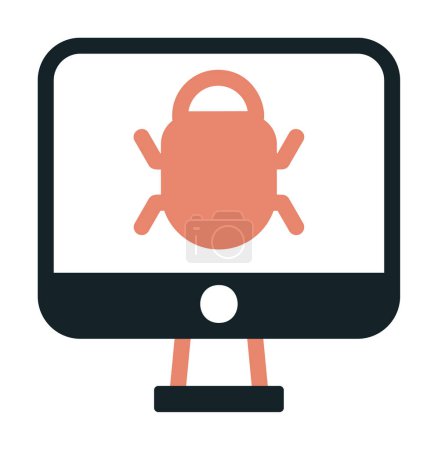 Téléchargez les illustrations : Anti virus sur écran d'ordinateur. icône web design simple - en licence libre de droit