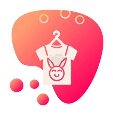 Ilustración de Icono de ropa de bebé, ilustración vectorial. Camiseta con lindo conejito ilustración - Imagen libre de derechos