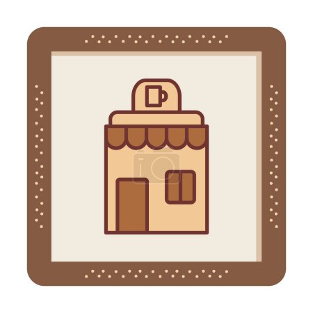 Téléchargez les illustrations : Icône de bâtiment de café, illustration vectorielle design simple - en licence libre de droit