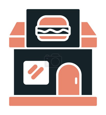 Téléchargez les illustrations : Icône web magasin alimentaire, illustration vectorielle - en licence libre de droit