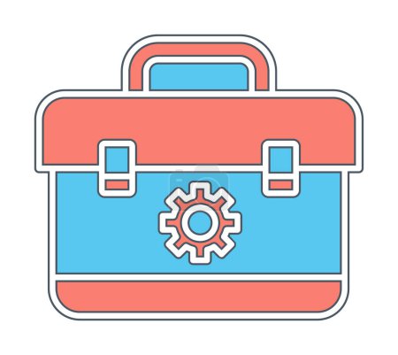 Ilustración de Kit de herramientas, caja de herramientas icono plano, ilustración vectorial - Imagen libre de derechos