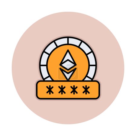 Illustration for Ethereum sign and Password icon, vector illustration - Royalty Free Image