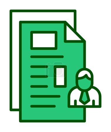 Téléchargez les illustrations : Emploi et icône de CV d'emploi sur fond blanc - en licence libre de droit