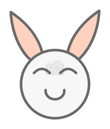 Téléchargez les illustrations : Icône de lapin souriant mignon, illustration vectorielle - en licence libre de droit